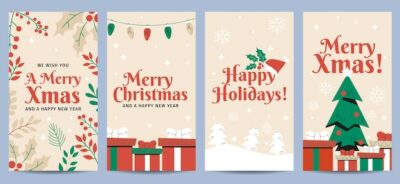 Free Vector | Hand drawn flat christmas instagram stories collection