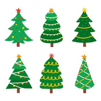 Free Vector | Hand drawn flat christmas trees collection