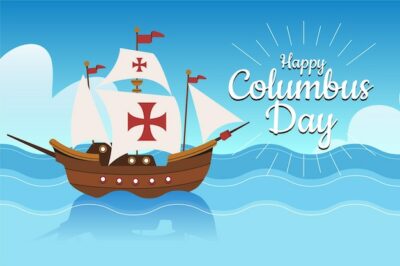 Free Vector | Hand drawn flat columbus day background
