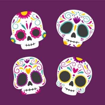 Free Vector | Hand drawn flat dia de muertos skulls collection