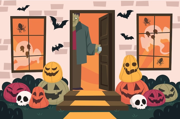 Free Vector | Hand drawn flat halloween illustration