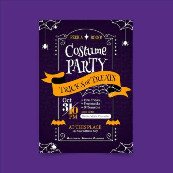 Free Vector | Hand drawn flat halloween party vertical flyer template