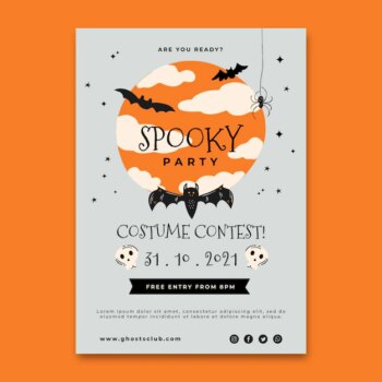 Free Vector | Hand drawn flat halloween party vertical poster template