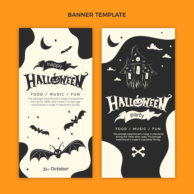 Free Vector | Hand drawn flat halloween vertical banners set