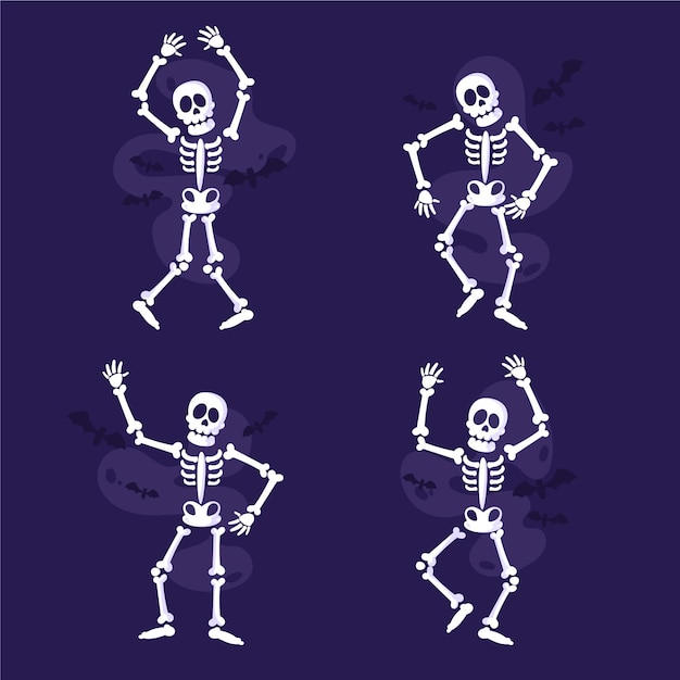 Free Vector | Hand drawn flat skeletons collection