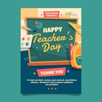 Free Vector | Hand drawn flat teachers' day vertical poster template