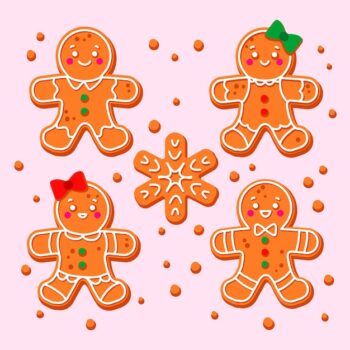 Free Vector | Hand drawn gingerbread man cookie pack