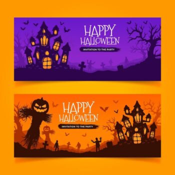 Free Vector | Hand drawn halloween banners