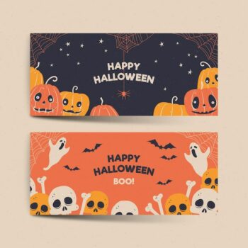 Free Vector | Hand drawn halloween banners template