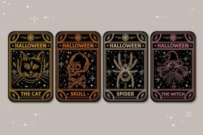 Free Vector | Hand drawn halloween card collection