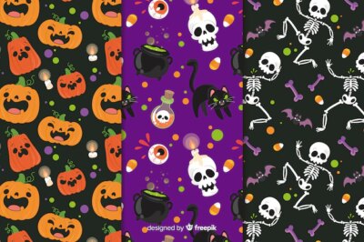 Free Vector | Hand drawn halloween pattern collection