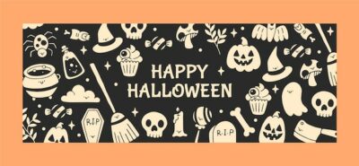 Free Vector | Hand drawn halloween social media cover template