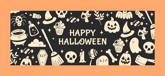 Free Vector | Hand drawn halloween social media cover template