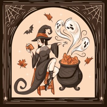 Free Vector | Hand drawn halloween vintage illustration