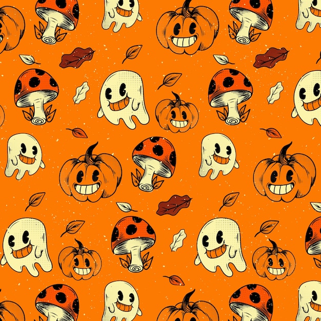 Free Vector | Hand drawn halloween vintage pattern design