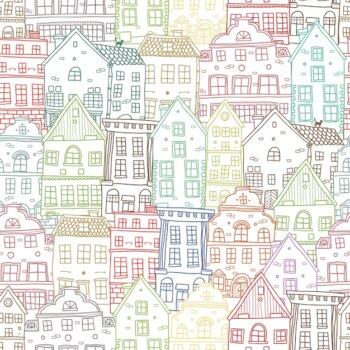 Free Vector | Hand drawn houses seamless pattern