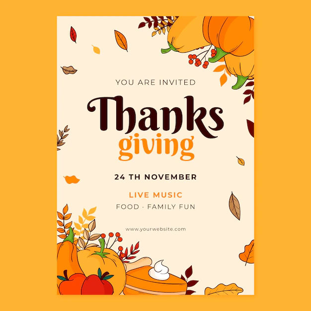 Free Vector | Hand drawn invitation template for thanksgiving celebration