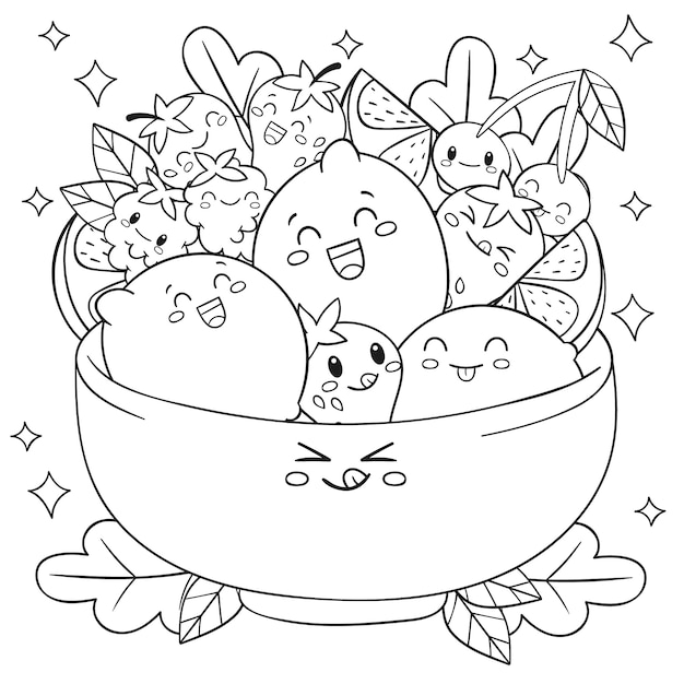 Free Vector | Hand drawn kawaii coloring book illustration