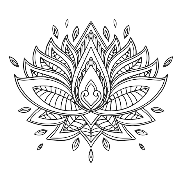 Free Vector | Hand drawn mandala lotus flower drawing