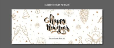 Free Vector | Hand drawn new year social media cover template
