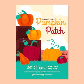 Free Vector | Hand drawn pumpkin patch poster design