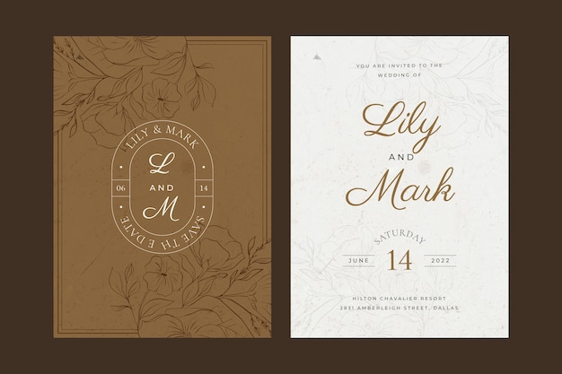 Free Vector | Hand drawn rustic wedding invitation