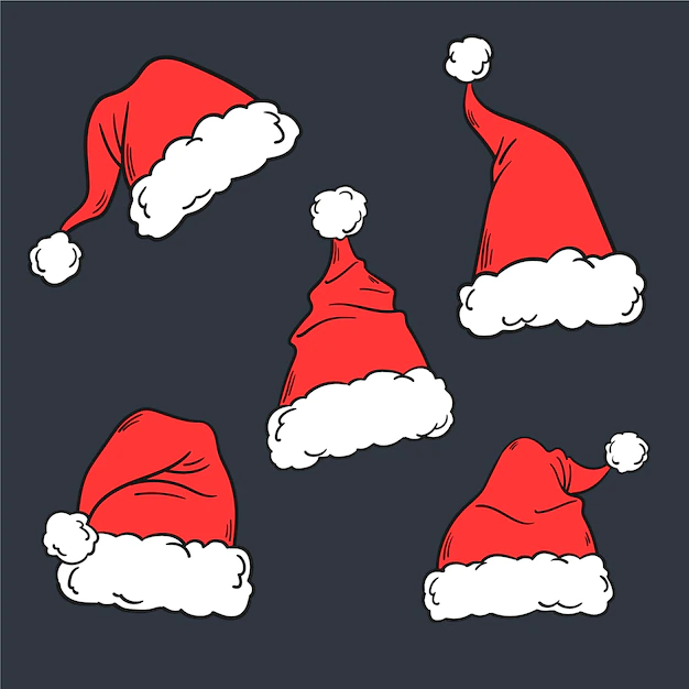 Free Vector | Hand drawn santa claus hat collection