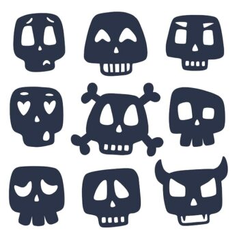 Free Vector | Hand drawn skull silhouette set