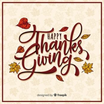 Free Vector | Hand drawn thanksgiving background with autumn lettering