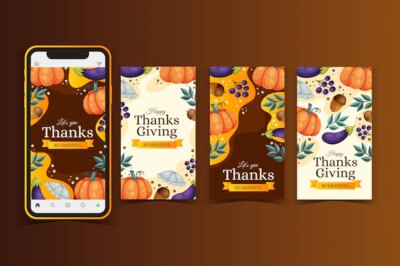 Free Vector | Hand drawn thanksgiving instagram stories