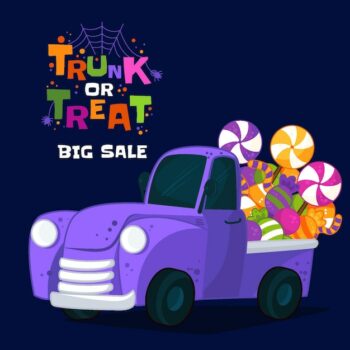 Free Vector | Hand drawn trunk or treat sale illustration