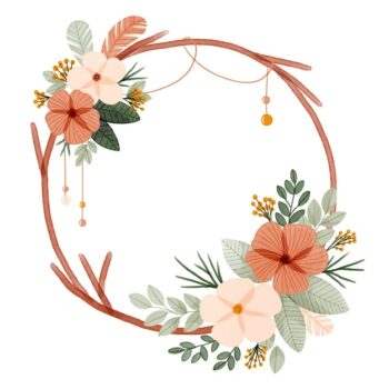 Free Vector | Hand painted watercolor boho frame with flowers