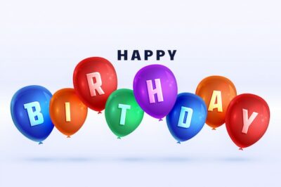 Free Vector | Happy birthday colorful 3d balloons background