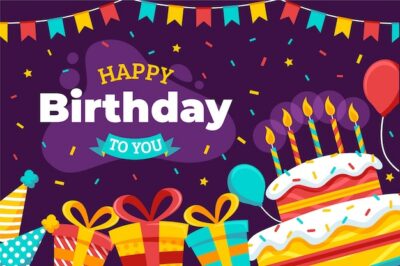 Free Vector | Happy birthday to you flat design with cake and candles