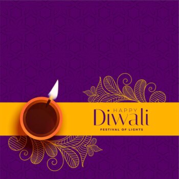 Free Vector | Happy diwali background with diya and floral decoration