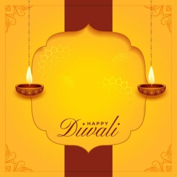 Free Vector | Happy diwali background with hanging diya and text space vector illustration