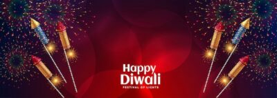 Free Vector | Happy diwali celebration firework with bursting crackers