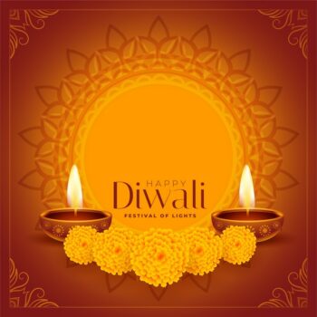 Free Vector | Happy diwali decorative diya and flowers background