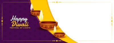Free Vector | Happy diwali decorative diya banner with text space