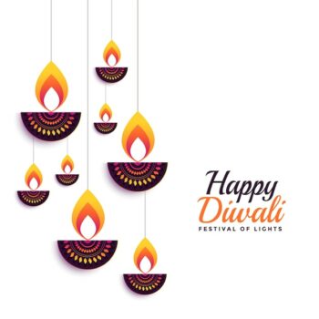 Free Vector | Happy diwali decorative diya festival card design