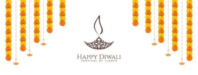 Free Vector | Happy diwali festival banner design with flowers vector