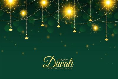 Free Vector | Happy diwali festival banner with sparkles and firework