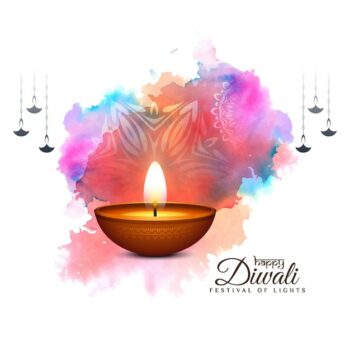 Free Vector | Happy diwali festival colorufl celebration background with diya