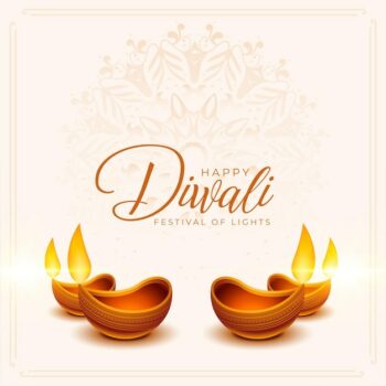 Free Vector | Happy diwali festival greeting with diya oil lamps decoration
