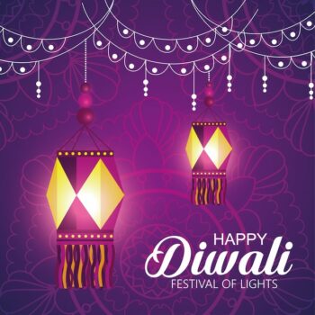Free Vector | Happy diwali festival of lights with lanterns