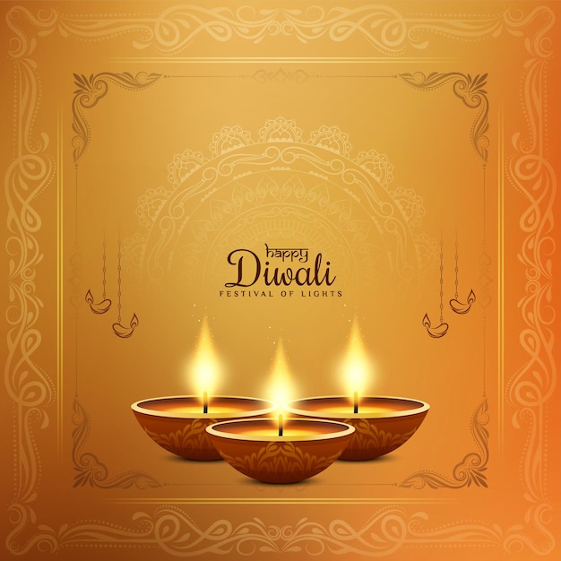 Free Vector | Happy diwali festival stylish yellow background illustration vector