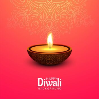 Free Vector | Happy diwali festival with oil lamp celebration card background