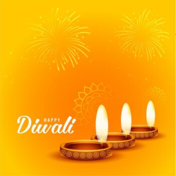 Free Vector | Happy diwali fireworks and diya background