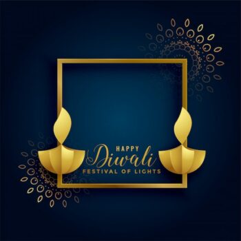 Free Vector | Happy diwali golden background with diya lamps