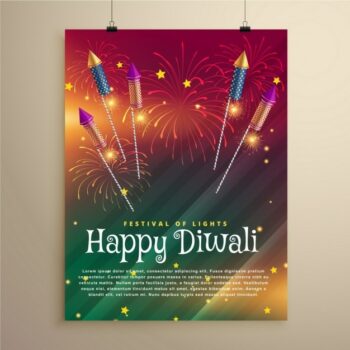 Free Vector | Happy diwali rockets brochure